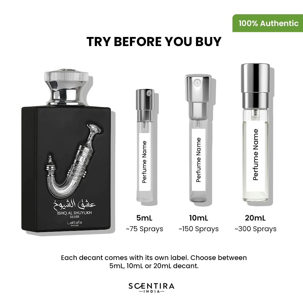 Buy Lattafa Ishq Al Shuyukh Silver Eau de Parfum Online In India at Scentira