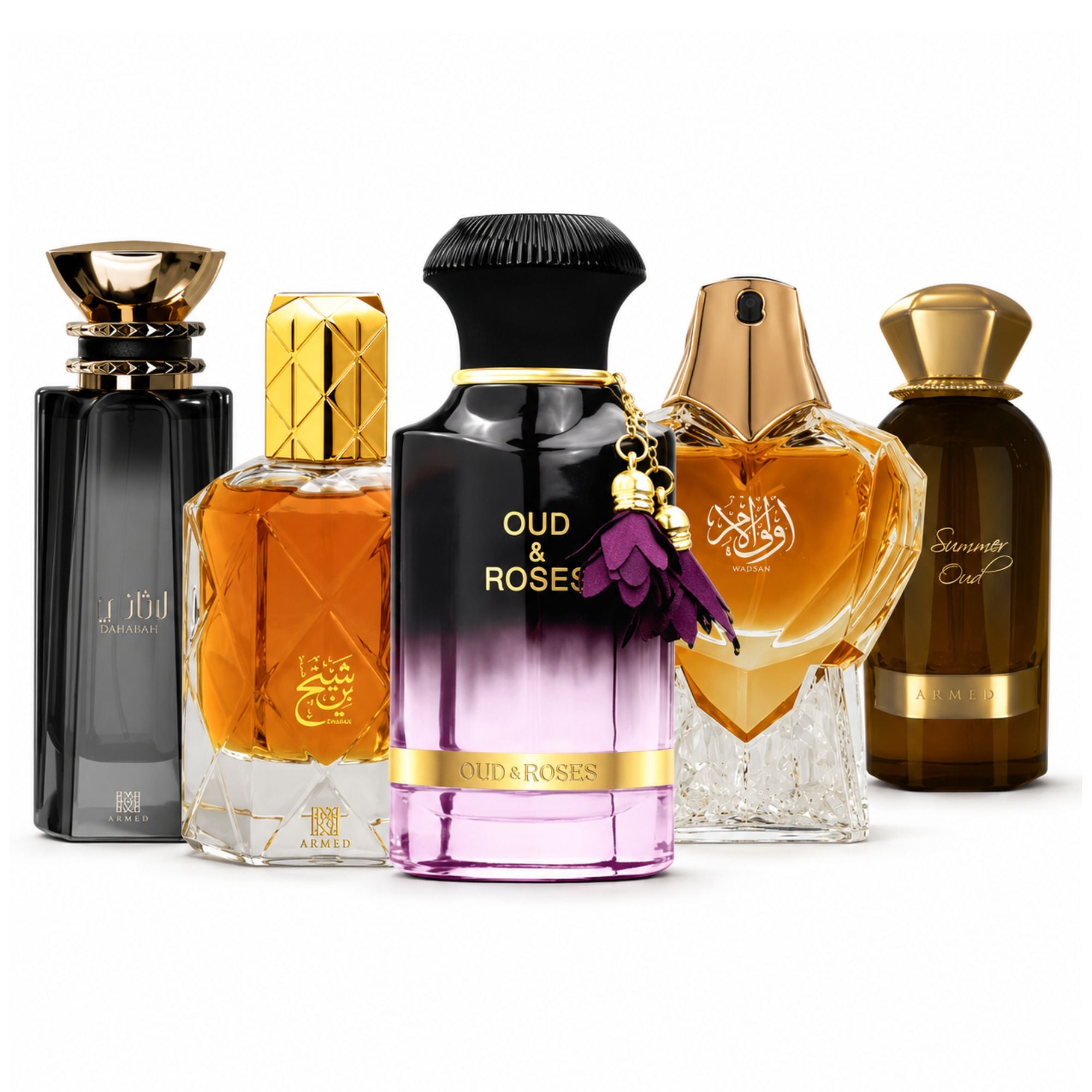 Buy Ahmed Bestsellers Sample Set (Bin Shaikh, Laathani, Oud & Roses, Oulil Amr & Summer Oud) – 5 × 1.5mL Online In India at Scentira at Scentira