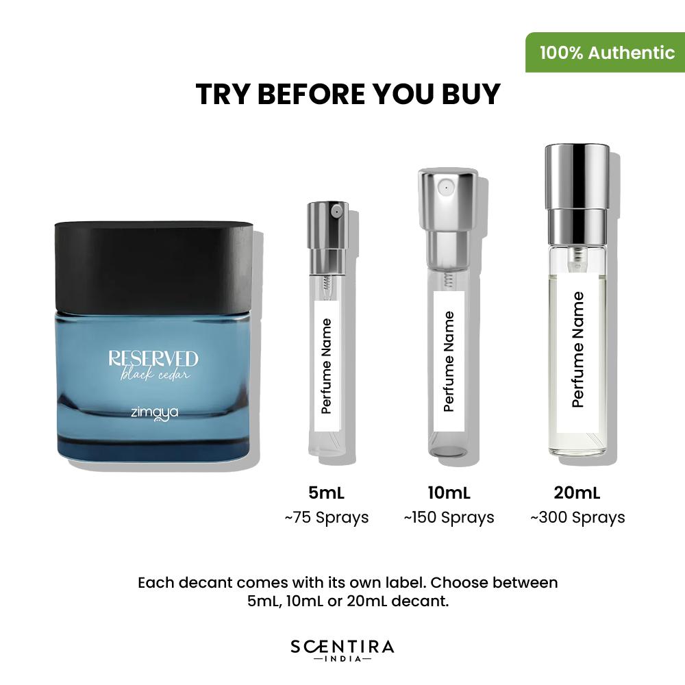 Buy Zimaya Reserved Black Cedar Eau de Parfum Online In India at Scentira